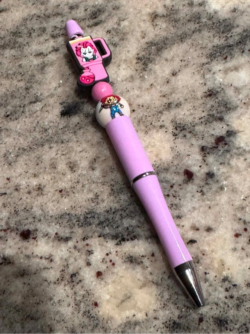 Chucky Halloween Lavender Novelty Bead Ballpoint Pen - Cute Meets Creepy